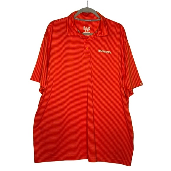 Whataburger Men’s Orange Striped Polo Shirt Breathable Lightweight size 2XL - Picture 1 of 9